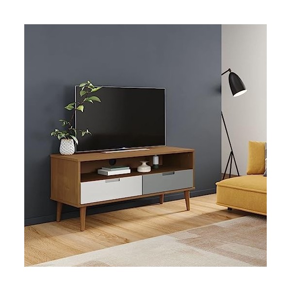 VEEKI Meuble TV, Meuble TV Suspendu, Meuble TV Industriel, Meuble TV Bois, Meuble Chambre, Convient pour Salon ou Chambre, MO