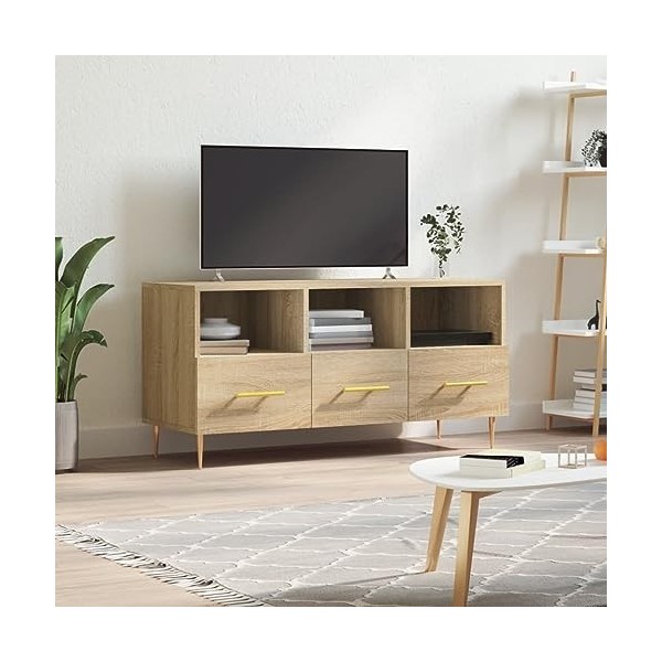 Hovothy Meuble TV Chêne Sonoma 102x36x50 cm Bois dingénierie Buffet TV Espace de Vie Intérieur Style Calme Meuble de Salon S