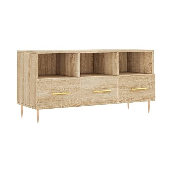 Hovothy Meuble TV Chêne Sonoma 102x36x50 cm Bois dingénierie Buffet TV Espace de Vie Intérieur Style Calme Meuble de Salon S