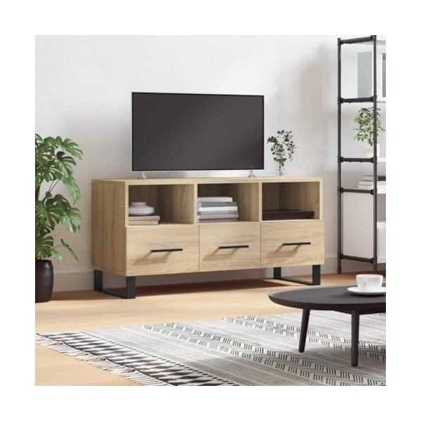 Camerina Meuble TV chêne Sonoma 102x36x50 cm Bois dingénierie,Meuble Haut Salon,Meuble dangle TV,Meuble TV Étagère