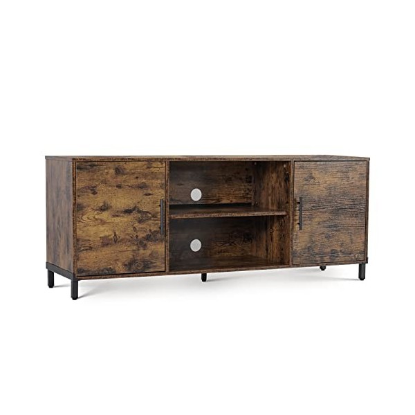 Novilla Meuble TV lndustriel,Banc TV pour Téléviseur jusquà 65 Pouces,avec Armoires, Tiroirs et Étagères,pour Salon, Chambre