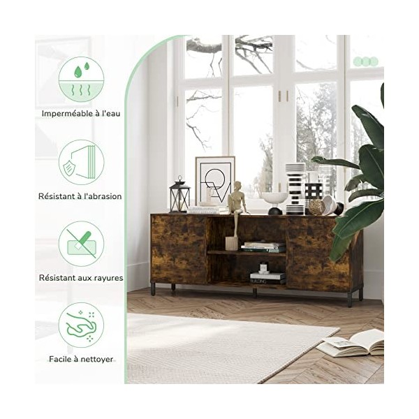 Novilla Meuble TV lndustriel,Banc TV pour Téléviseur jusquà 65 Pouces,avec Armoires, Tiroirs et Étagères,pour Salon, Chambre