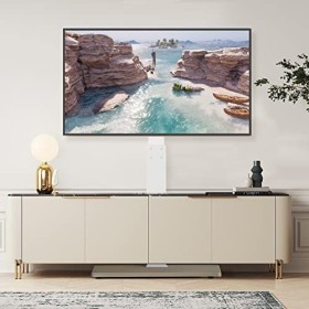 RFIVER Blanc Support TV sur Pied pour Écran de 32 à 75 Pouces avec Socle en Bois, Pivotant à 60 Degrés, Hauteur Réglable, Max