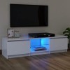 Annlera Meuble TV avec Lumières LED Colorées Blanc 120x30x35,5 cm Bois dingénierie Moderne Banc TV Maison Salon Grand Espace