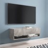 Mobilier-Deco Alex - Meuble TV Suspendu 1 Porte 2 niches Gris béton - 100 cm