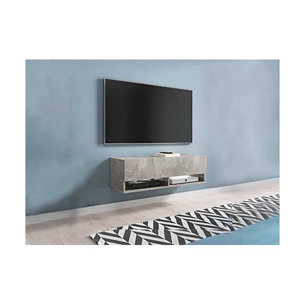 DECO IN PARIS Meuble TV Suspendu 1 Porte 2 niches Romane - 100 cm