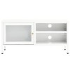 Générique Meuble TV Blanc 90x30x44 cm Acier et Verre,14.92 KG,336056, Meubles, Meubles TV