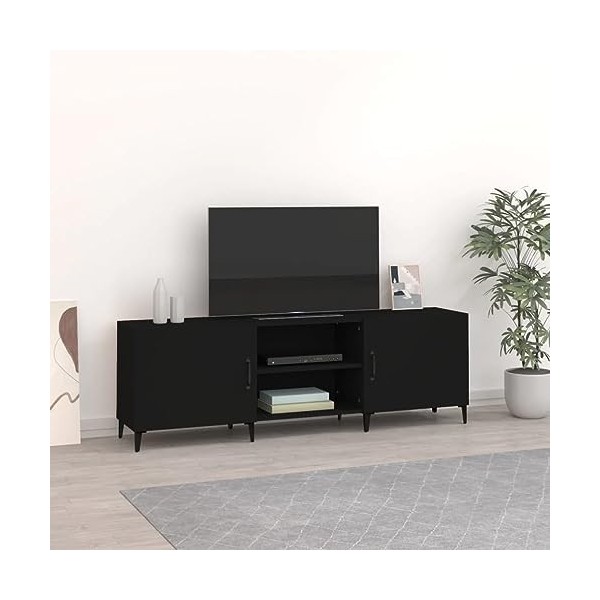 Meuble TV noir 150x30x50 cm bois dingénierie