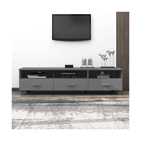 Générique Meuble TV HAMAR Gris foncé 158x40x40 cm Bois Massif de pin,26.2 KG,340474, Meubles, Meubles TV