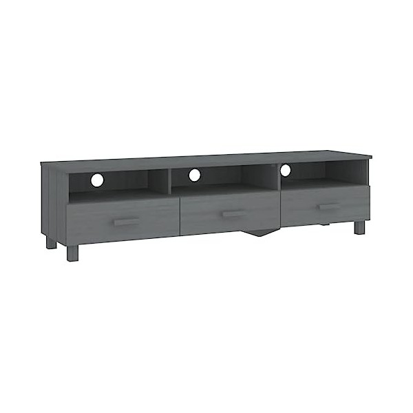 Générique Meuble TV HAMAR Gris foncé 158x40x40 cm Bois Massif de pin,26.2 KG,340474, Meubles, Meubles TV