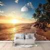 Papier Peint Photo 3D Mural Coucher De Soleil Plage Paysage Marin Peel And Stick Amovible Mur Affiche Tv Fond Décoratif Mur A