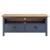 Meuble TV Hill Range Gris 110x40x47 cm Bois de pin Solide - Meuble TV, Armoire Basse Centre, Support Télé pour Salon Chambre,
