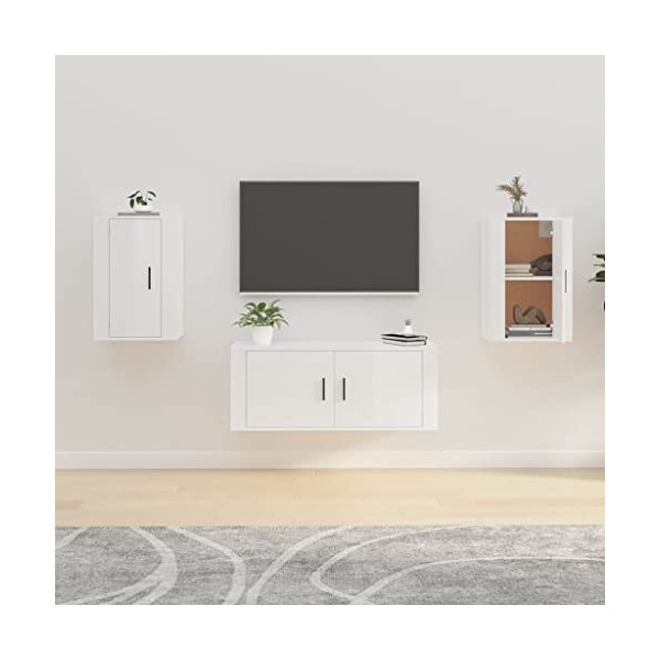 Metrile Lot de 2 armoires suspendues pour TV, meuble TV, meuble TV, meuble bas, pour salon, salle à manger, chambre à coucher