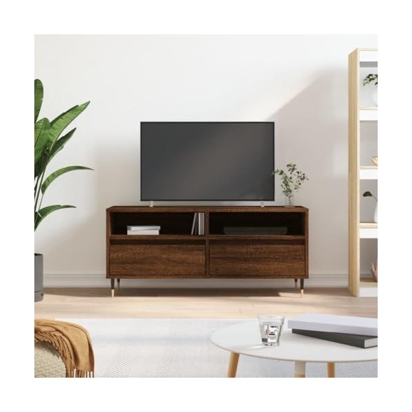 Camerina Meuble TV chêne Marron 100x34,5x44,5 cm Bois dingénierie,Meuble TV,Ensemble Meuble TV,Table TV