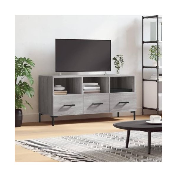 Camerina Meuble TV Sonoma Gris 102x36x50 cm Bois dingénierie,Meuble TV,Table TV,Ensemble Meuble TV