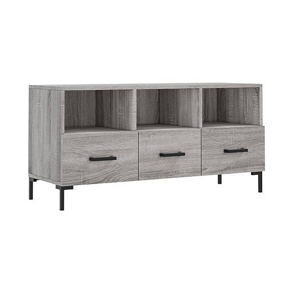 Camerina Meuble TV Sonoma Gris 102x36x50 cm Bois dingénierie,Meuble TV,Table TV,Ensemble Meuble TV