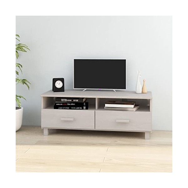 Générique Meuble TV HAMAR Blanc 106x40x40 cm Bois Massif de pin,18.4 KG,340469, Meubles, Meubles TV
