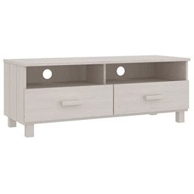 Générique Meuble TV HAMAR Blanc 106x40x40 cm Bois Massif de pin,18.4 KG,340469, Meubles, Meubles TV