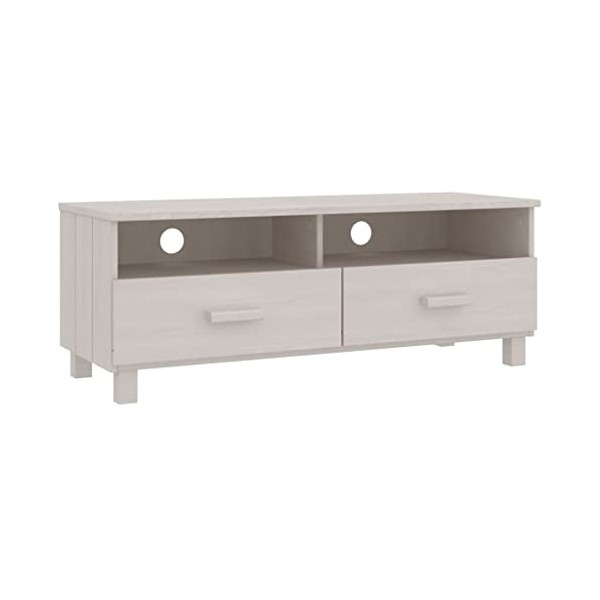 Générique Meuble TV HAMAR Blanc 106x40x40 cm Bois Massif de pin,18.4 KG,340469, Meubles, Meubles TV