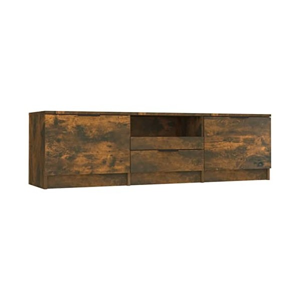 Camerina Meuble TV Chêne fumé 140x35x40 cm Bois dingénierie,Meuble TV,Meuble TV Moderne,Meuble de Salon