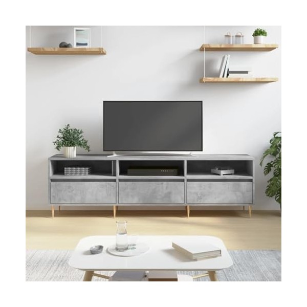 BaraSh Meuble TV Gris béton 150x30x44,5 cm Bois dingénierie,Meuble Haut Salon,Meuble TV Étagère,Meuble dangle TV
