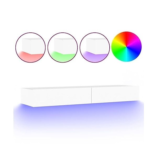 vidaXL Meuble TV avec lumières LED Blanc 120x35x15,5 cm