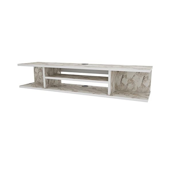 DECOROTIKA Support TV Pivot, Bois, Effet marbre Blanc, 23 cm/Width: 120 cm/Depth: 30 cm