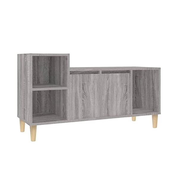 Higsose Meuble TV Salon Sonoma Gris 100x35x55 cm Bois dingénierie Design Tendance Armoire Multimédia Grand Espace de Rangeme