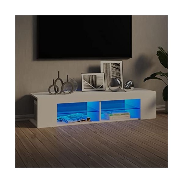 WIFESE Meuble TV avec Lumières LED Chêne Sonoma 120x30x35,5 cm Armoire TV Meuble HiFi Meuble Salon Chambre Table de Télévisio