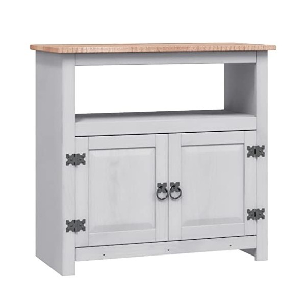 vidaXL Pin Meuble TV Mexicain Armoire Basse Meuble Multimédia avec 1 Armoire et 1 Etagère Salle de Séjour Salon Maison Gris 8