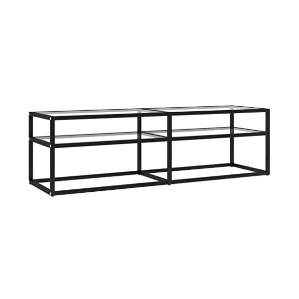 vidaXL Meuble TV Armoire Basse Centre de Divertissement Meuble Stéréo Salon Salle de Séjour Maison Intérieur Transparent 140x