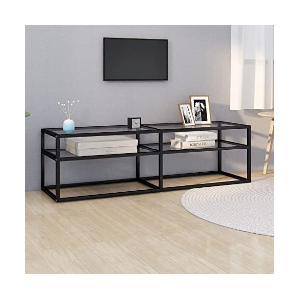 vidaXL Meuble TV Armoire Basse Centre de Divertissement Meuble Stéréo Salon Salle de Séjour Maison Intérieur Transparent 140x