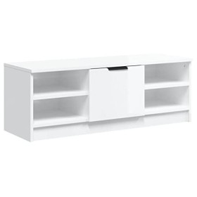 Annlera Meuble TV Blanc Brillant 102x35,5x36,5 cm Bois dingénierie Classique Banc TV Décorer Pièce Minimaliste Armoire TV Fo