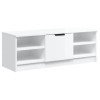 Annlera Meuble TV Blanc Brillant 102x35,5x36,5 cm Bois dingénierie Classique Banc TV Décorer Pièce Minimaliste Armoire TV Fo