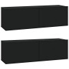 vidaXL Meubles TV muraux 2 pcs Noir 100x30x30 cm Bois dingénierie
