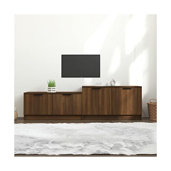 homiuse Meuble TV Chêne Marron 158,5x36x45 cm Bois dingénierie Unité TV Design Epuré Armoire TV Bibliothèque Salon Meuble de