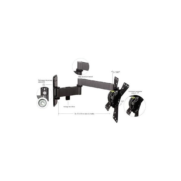 ERARD Support TV Mural Inclinable pour téléviseur 15" à 37" Poids Max 15kg 2 pivots