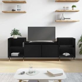 vidaXL Meuble TV, Armoire de Télévision avec 6 Compartiments, Meuble Télé avec Portes Salon Salle de Séjour, Moderne, Noir Bo