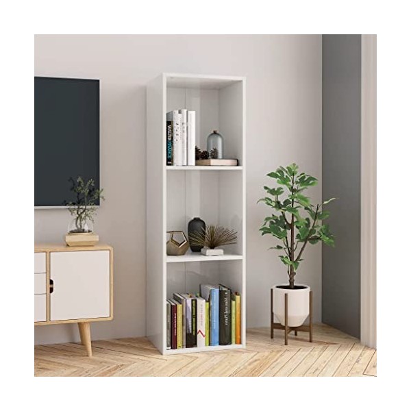 vidaXL BibliothÃƒ¨Que/Meuble TV Blanc Brillant 36x30x114 cm AgglomÃƒrÃƒ
