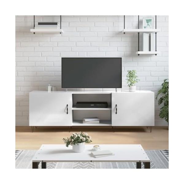 VEEKI Meuble TV, Meuble TV Suspendu, Meuble TV Industriel, Meuble TV Bois, Meuble Chambre, Convient pour Salon ou Chambre, Bl