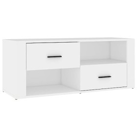 Hovothy Meuble TV Design Classique Blanc 100x35x40 cm Bois dingénierie Résistance à lhumidité Armoire Stéréo Grand Espace d