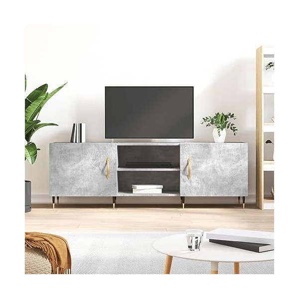 Hovothy Meuble TV Gris Béton 150x30x50 cm Bois dingénierie Buffet TV Espace de Vie Intérieur Style Calme Meuble de Salon Sal