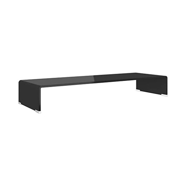 vidaXL Meuble TV de Salon Support pour Moniteur 90 x 30 x 13 cm Verre Noir