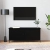 Higsose Meuble TV avec Portes Noir 102x35x45 cm Bois dingénierie Meuble de Multimédia avec Pieds en Métal Meuble de Chambre 