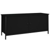 Higsose Meuble TV avec Portes Noir 102x35x45 cm Bois dingénierie Meuble de Multimédia avec Pieds en Métal Meuble de Chambre 