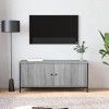 Higsose Meuble TV avec Portes Sonoma Gris 102x35x45cm Bois dingénierie Meuble de Multimédia avec Pieds en Métal Meuble de Ch