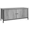 Higsose Meuble TV avec Portes Sonoma Gris 102x35x45cm Bois dingénierie Meuble de Multimédia avec Pieds en Métal Meuble de Ch