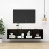 Meuble TV Murale | Style Contemporain | Rangement matériel télé Audio Video Gaming | 37x37x142,5cm Noir