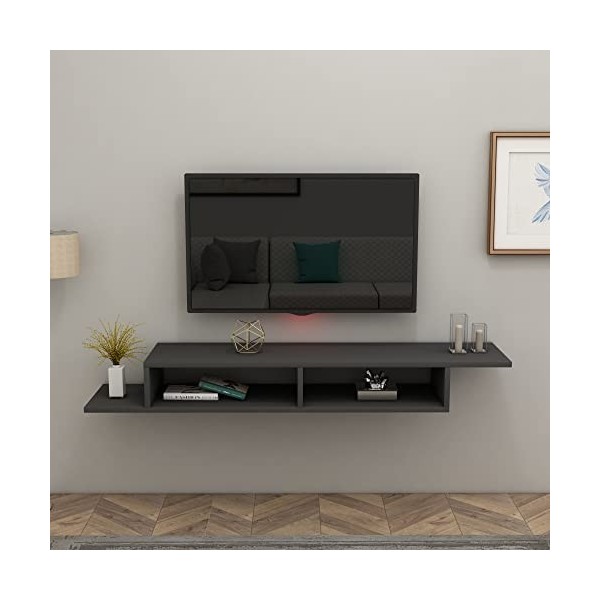 Secenart SECEN LONDON - Meuble TV mural flottant - Meuble TV mural - Console multimédia - Rangement de jeux vidéo - Meuble de