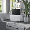 Meuble TV avec 2 tiroirs 1 Porte | Style Scandinave | Rangement matériel télé Audio Video Gaming | 80x34x36cm Blanc Brillant